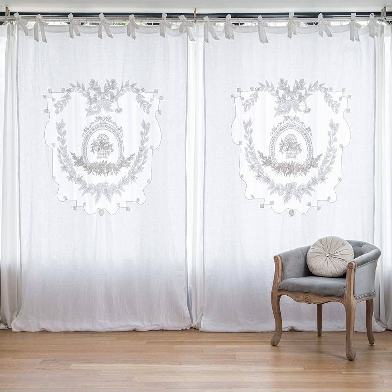 Embroidered Curtain Forseline (White)