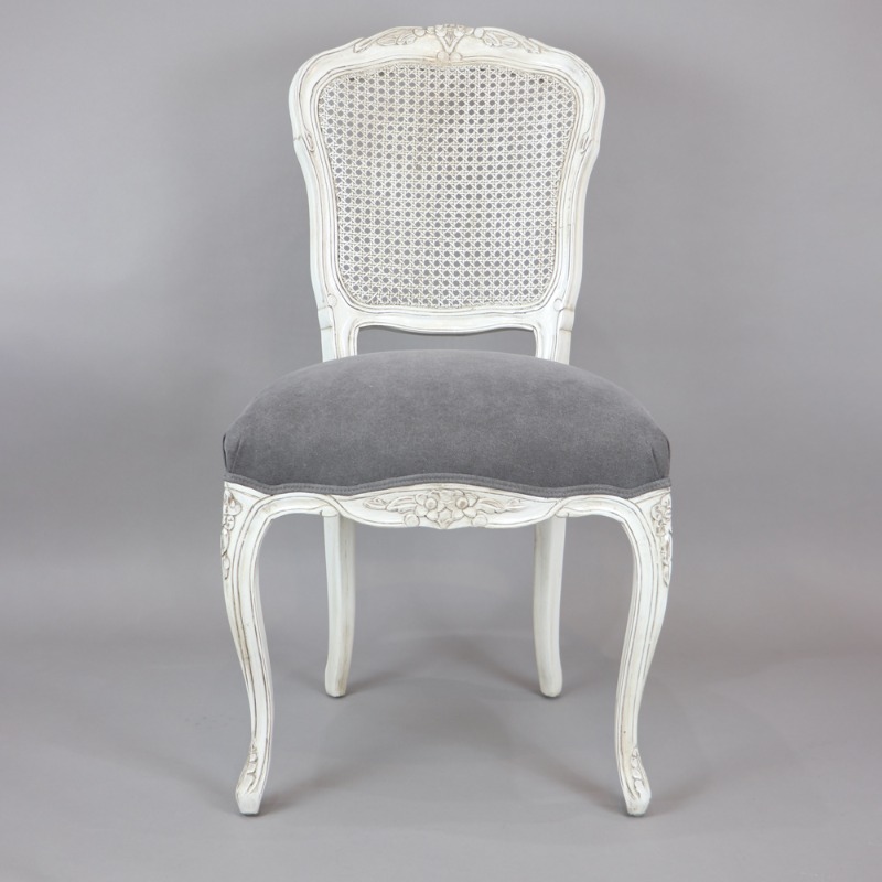 Chair Diana (Vintage White/Gray Cushion)