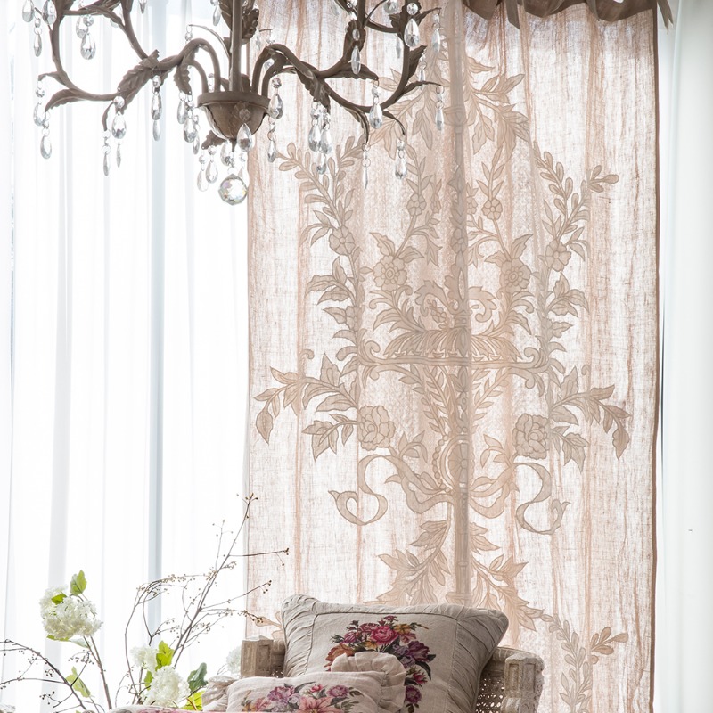 embroidered curtain champagne (natural)