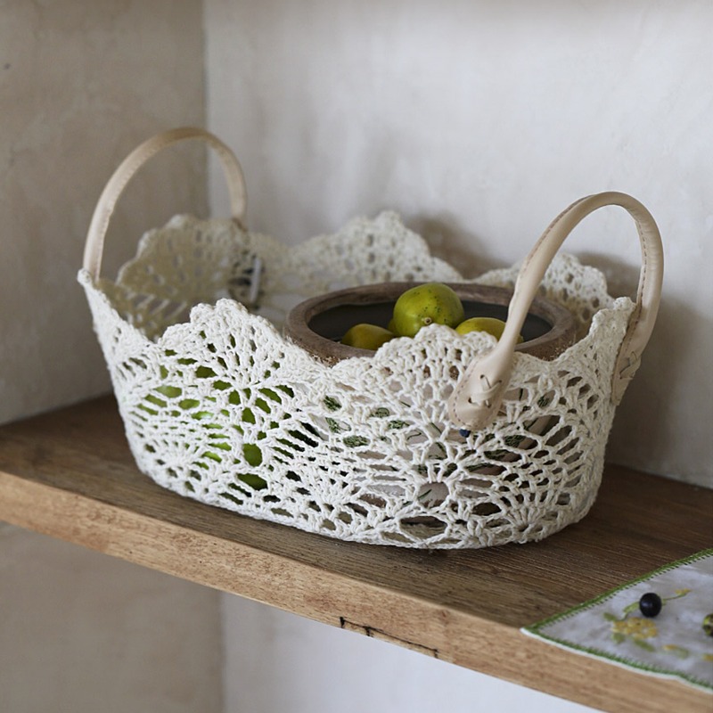 Oval Basket Cotton Crochet (Size Select one)
